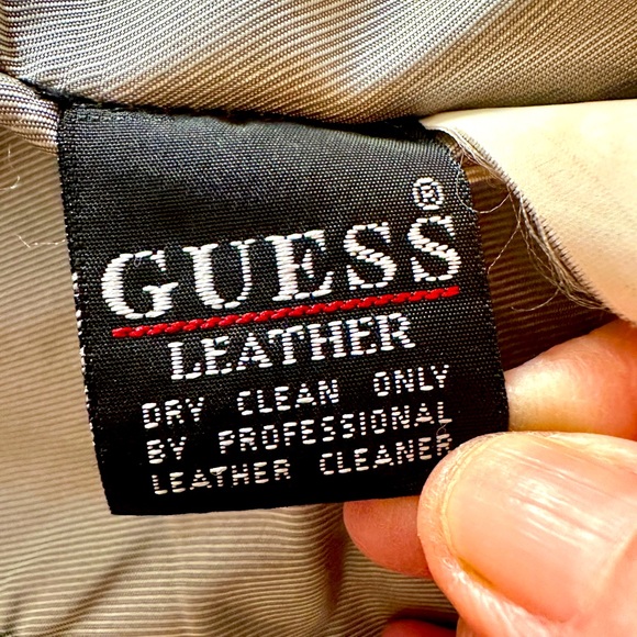 EUC Vintage Guess Black Leather Zip Jacket Size S - Picture 5 of 7